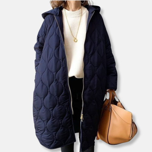 Drune | Damen Steppjacke – Oversized Fit – Lange Länge – Mit Kapuze und Reißverschluss vorne