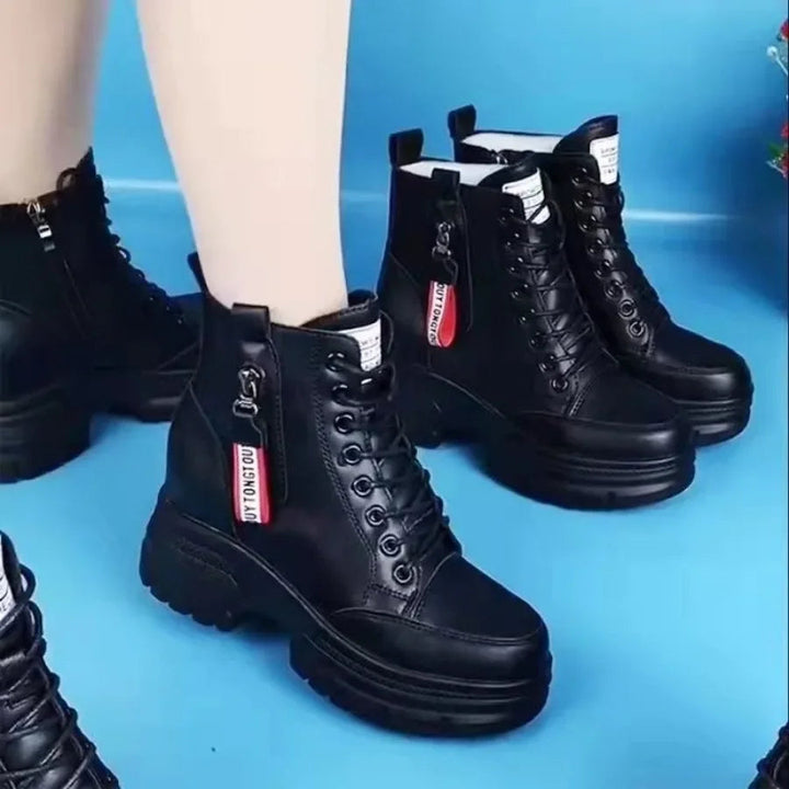 Drune | Damen High Top Leder Martin Stiefel ( mit Futter Aus Fell )