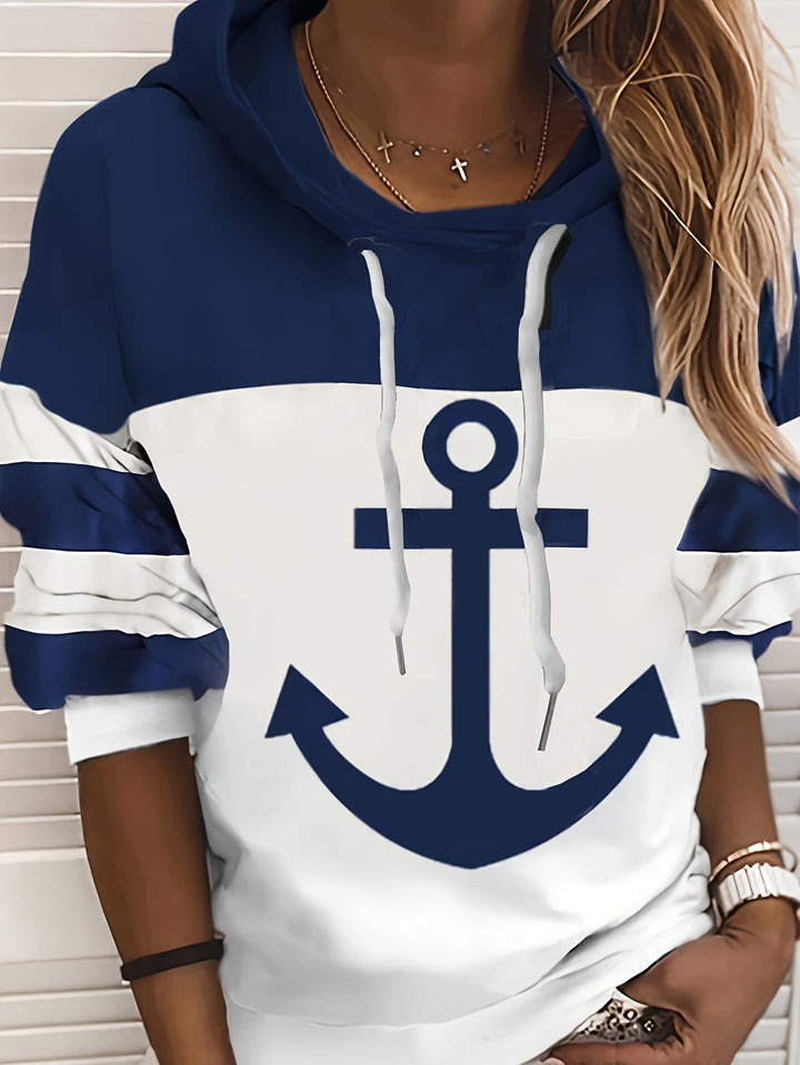 Drune | Colorblock-Hoodie mit Anker-Print