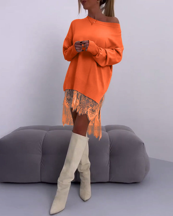 Drune | Einfarbiger Schulterfreier Schmaler Pullover