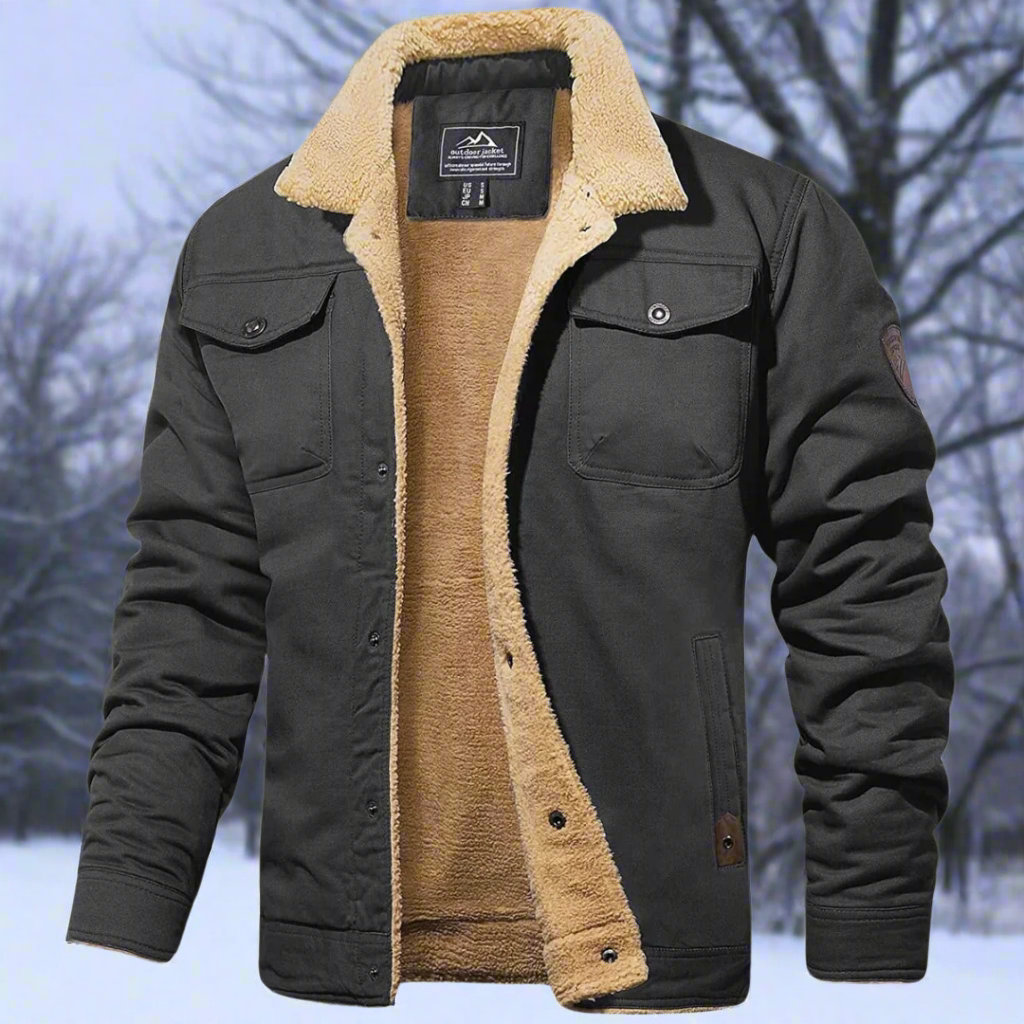 Drune | Sherpa Gefüttert Baumwolldesign Lockere Passform Knopfverschluss Und Mehrere Taschen