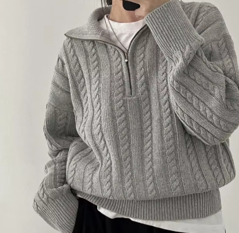 Drune | Vintage Half Zipper Damen Pullover