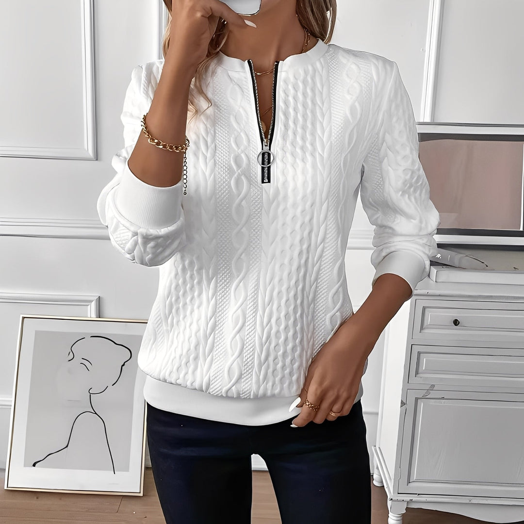 Drune | Damen-Stricktop mit Reißverschluss im aktuellen Design