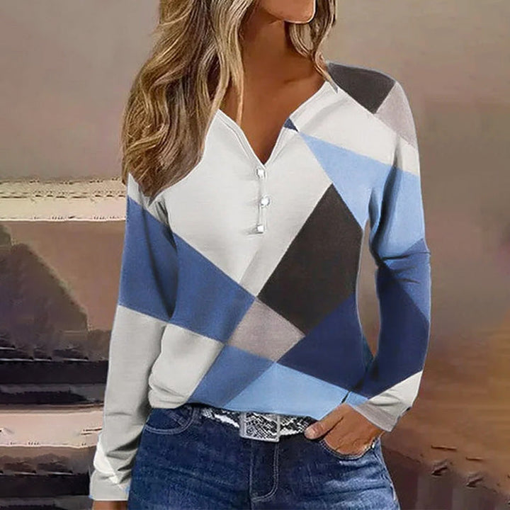Drune | Bluse Blau und Grau Polyester Modern, Bequem