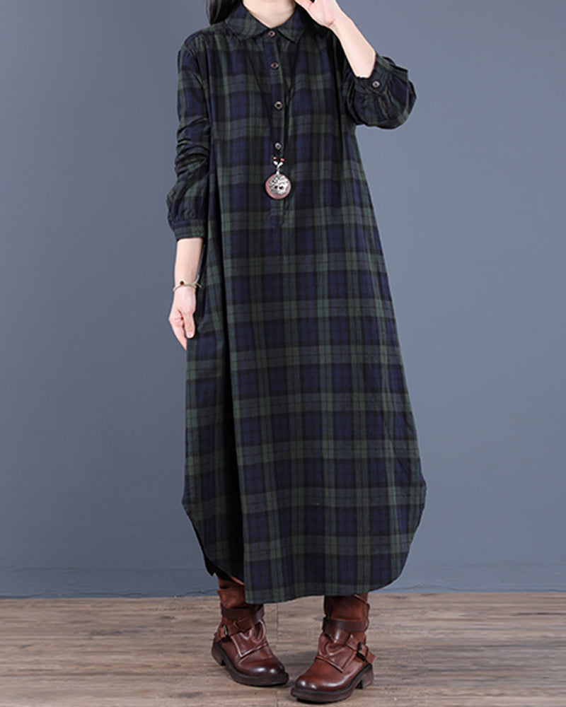 Drune | Langärmliges Karo-Hemdkleid