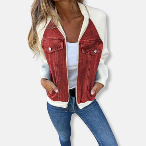 Drune | Bomberjacke Wollmischung Denim Details Reißverschluss Reguläre Passform
