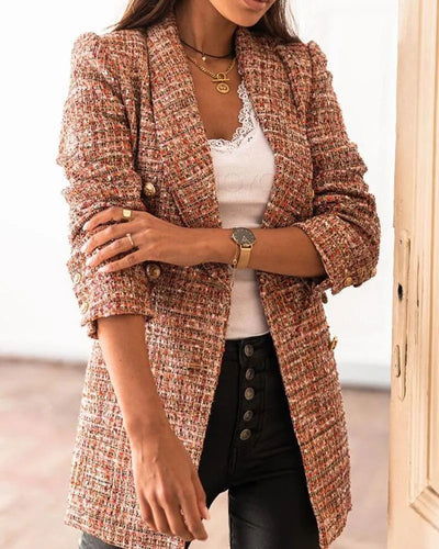 Drune | Blazer - Elegante Kollektion - Detaillierte Textur, Goldene Knöpfe - Perfekt für die Arbeit oder einen eleganten Anlass