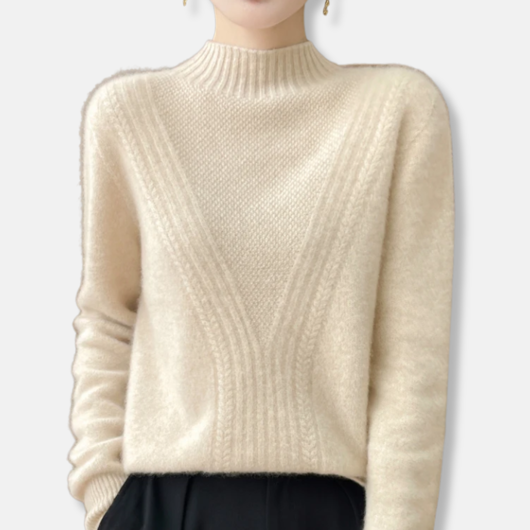 Drune | Pullover Sweater - Wollmischung - Lockere Passform - Halbhochelastischer Kragen - Rippstrick