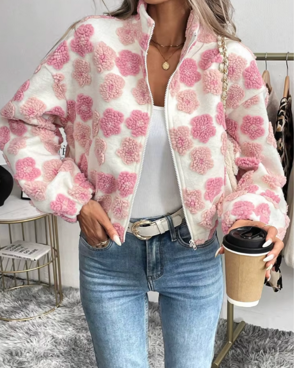 Drune | Cozy fleece jacket with candy floral pattern
