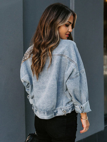 Drune | Denim jacket with leopard print and rips