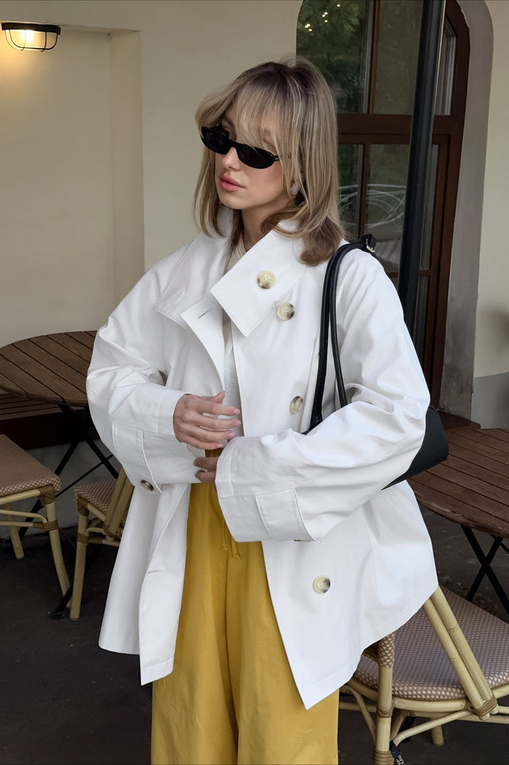 Drune | Weiße Trenchjacke