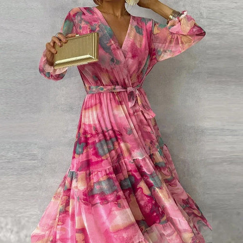 Drune | Elegantes Langärmeliges Maxikleid mit Blumenmuster