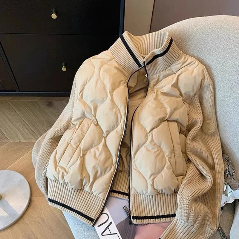 Drune | Patchwork-Strickjacke für Damen - Leichte und warme Steppjacke für einen lässigen Stil