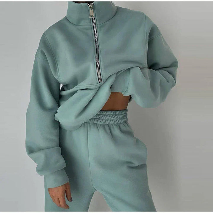 Drune | Sweatshirt - Damen Herbst Halb-Zip Trainingsanzug Set