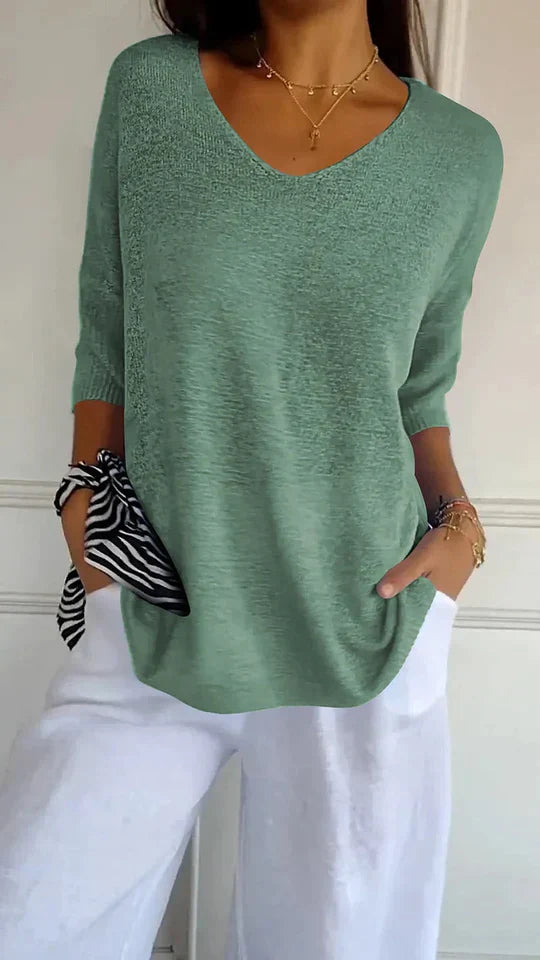 Drune | Bequemes Damen-Stricktop mit V-Ausschnitt