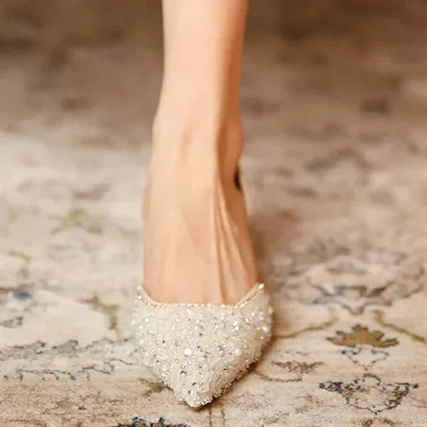 Drune | Stilvolle Schuhe mit Spitzer Zehe und Mittlerem Absatz mit Glitzeroberfläche