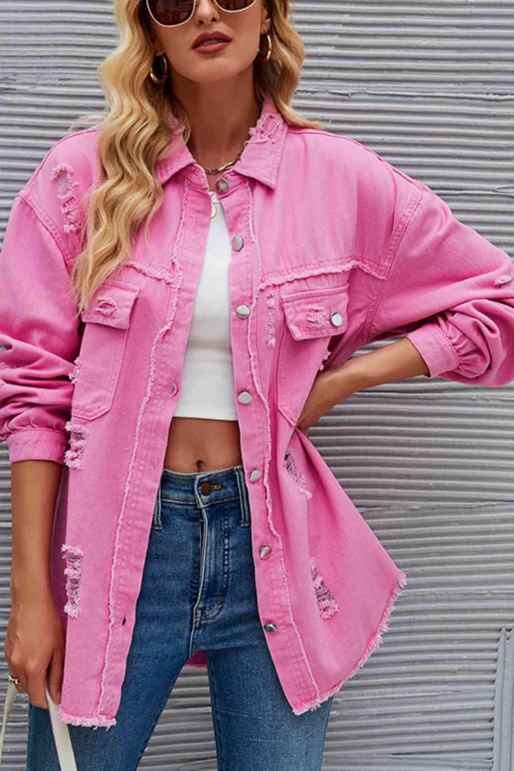 Drune | Zerrissene Rohsaum-Denimjacke