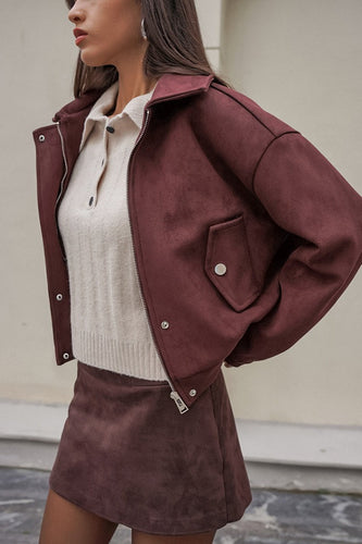 Drune | Fit Rot-Braune Wildlederjacke