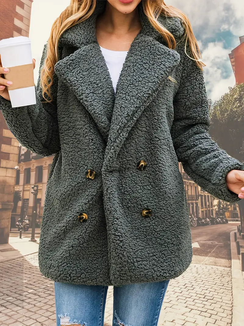 Drune | Doppelreiher Teddy Mantel mit Revers