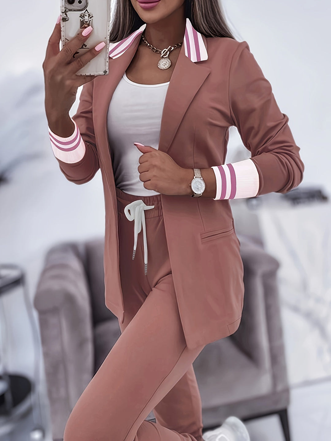 Drune | Slim Hosen Und Blazer Outfit Set Für Damen - Perfekt Für Lässige Tage