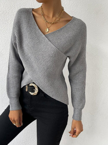 Drune | Strickbluse mit Umschlag V-ausschnitt Elegant und Einfach