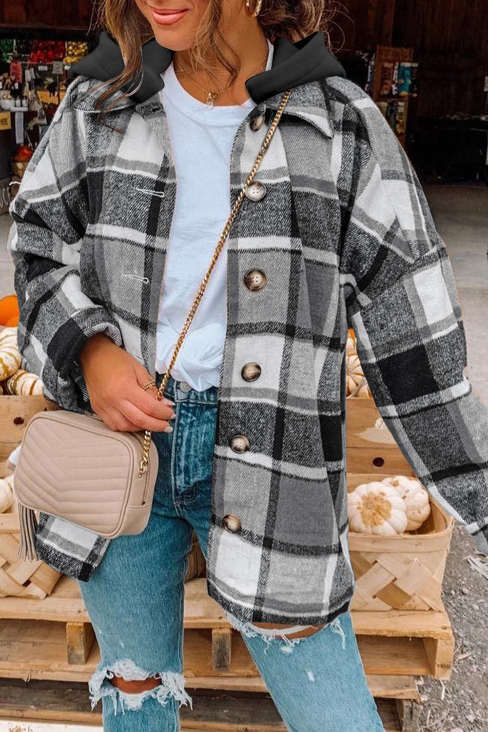 Drune | Gitter Oversized Jacke mit Kapuze Lässiger Komfort Warm und Trendy