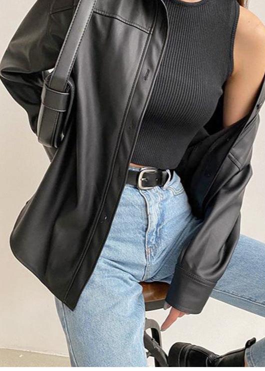 Drune | Kunstleder Button-Up Jacke
