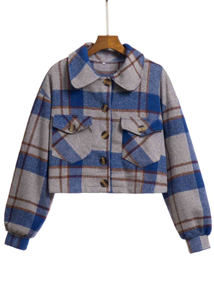 Drune | Karierter Knopf-Front-Jacke mit Taschen