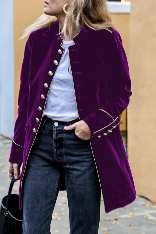 Drune | Samt Patchwork Mehrknopf Damenjacke