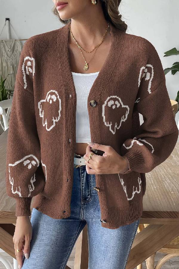 Drune | Lockere lässige Cartoon Jacquard-Jacke
