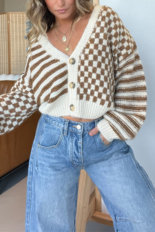 Drune | Cozy, lightweight cardigan with a plaid pattern