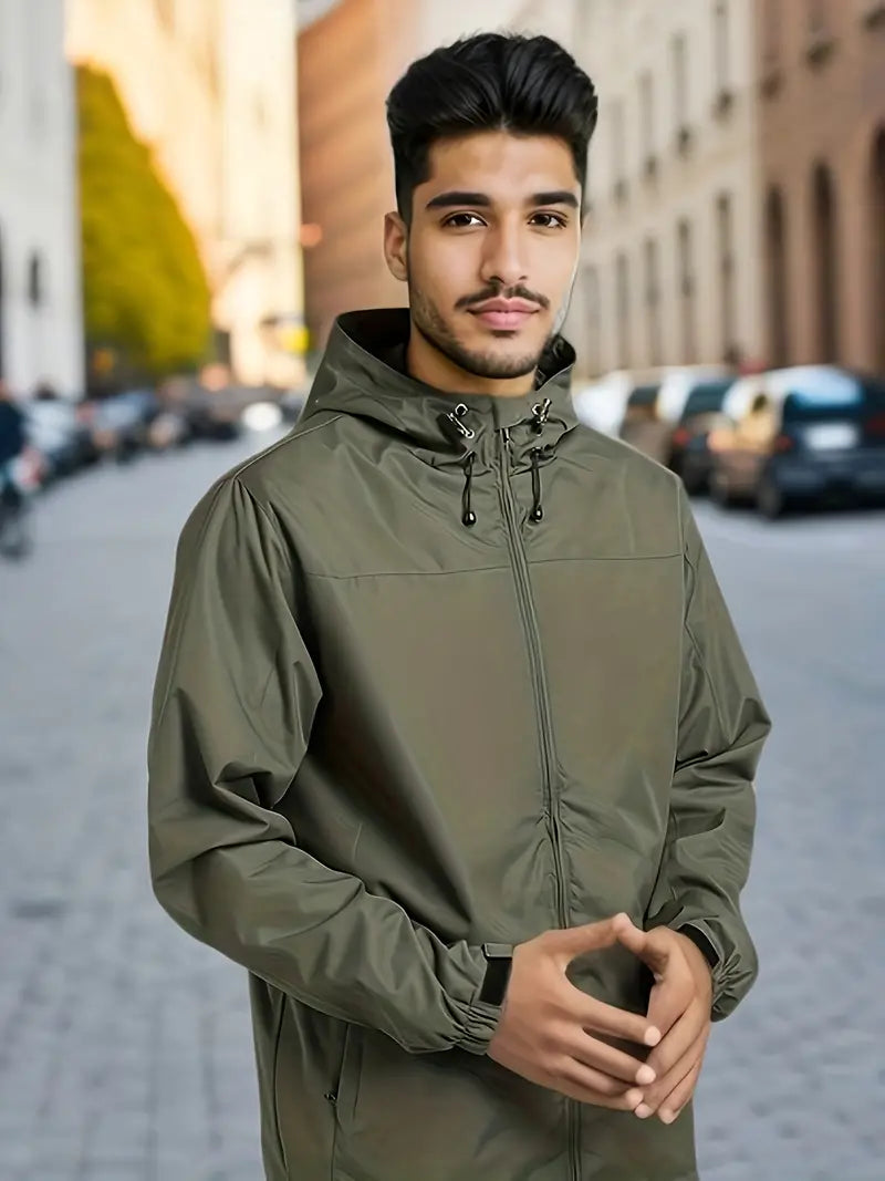 Drune | Herren Stilvolle Kapuzen-Windjacke - Wasserdichtes Design