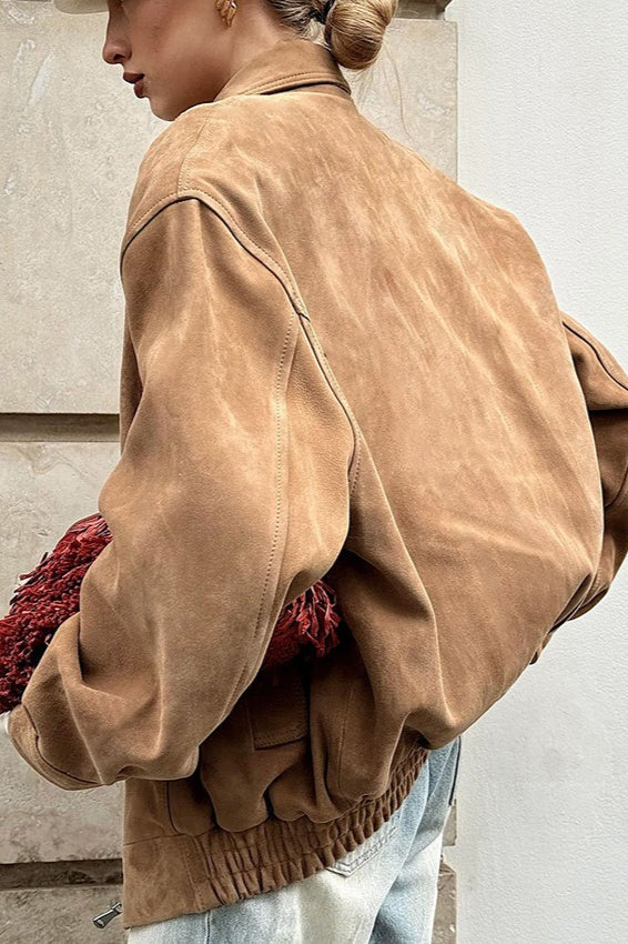 Drune | Faux Suede Kragenjacke