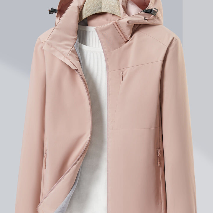 Drune | Outdoor Jacke Windbreaker und wasserdicht mit Fleece-Futter und Kapuze