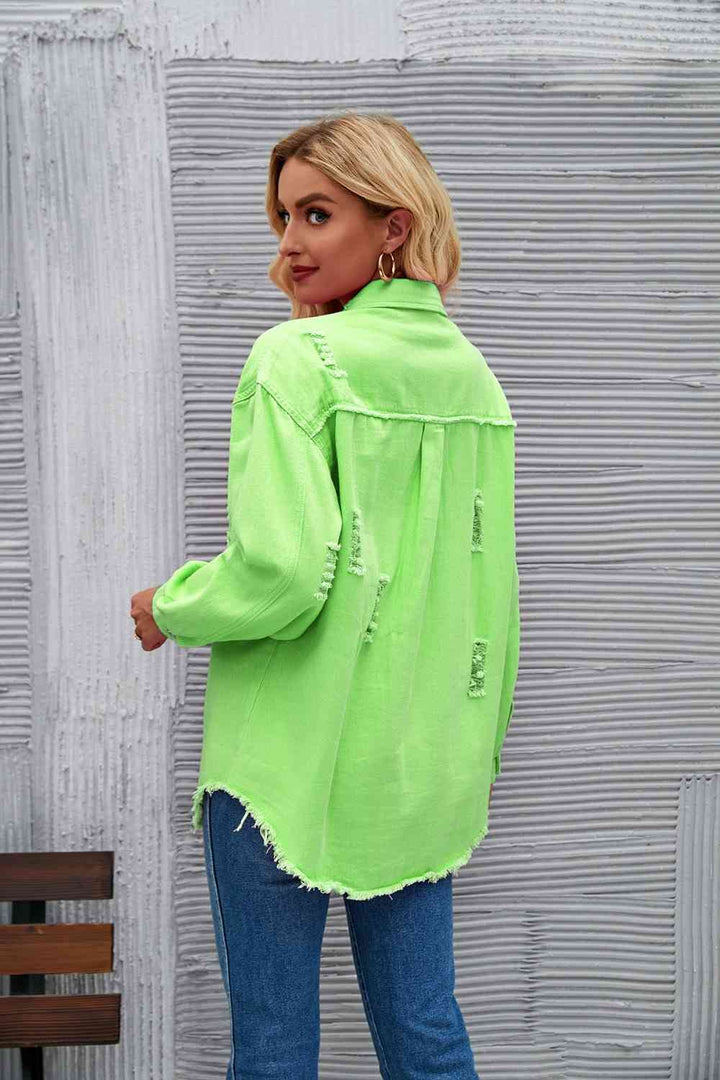 Drune | Zerrissene Rohsaum-Denimjacke