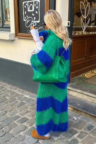 Drune | gestreifter übergroßer Strickcardigan