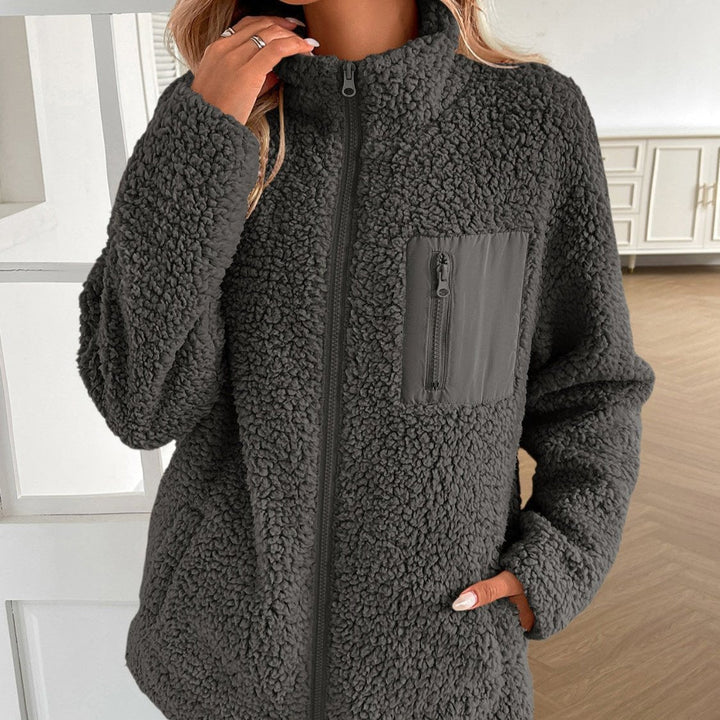Drune | Lässige Winter Zip-Up Fuzzy Jacke für Damen