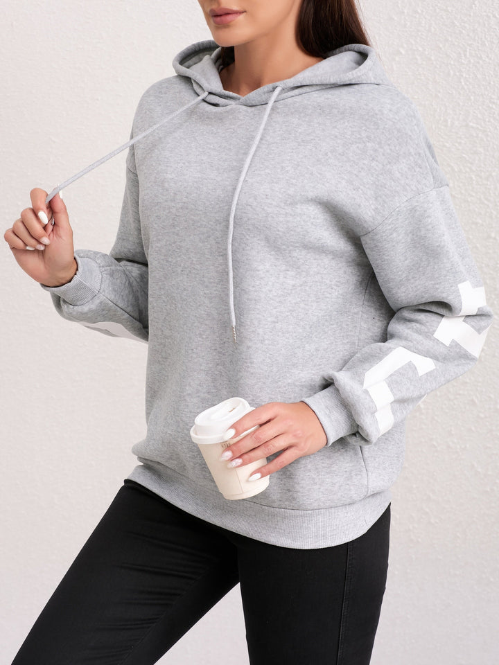 Drune | Kapuzensweatshirt mit Druck Baumwolle Chicago New York Design