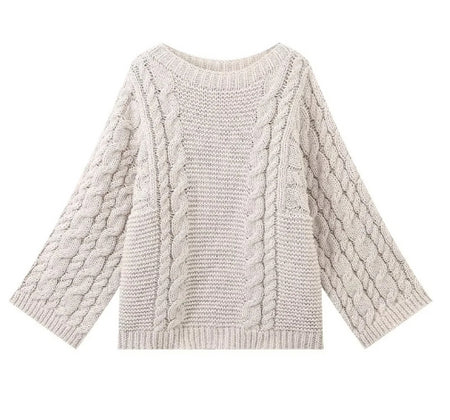 Drune | Grobstrick übergroßer Pullover mit hohem Kragen
