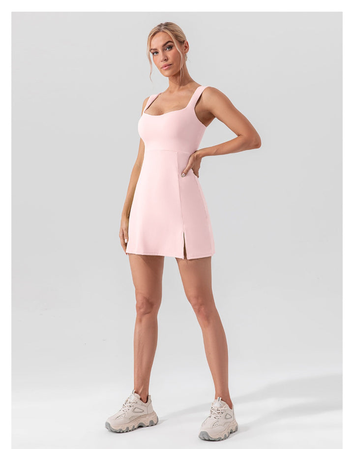 Drune | Hosenträger einfarbig Yoga Tennisrock leichtes Sportkleid