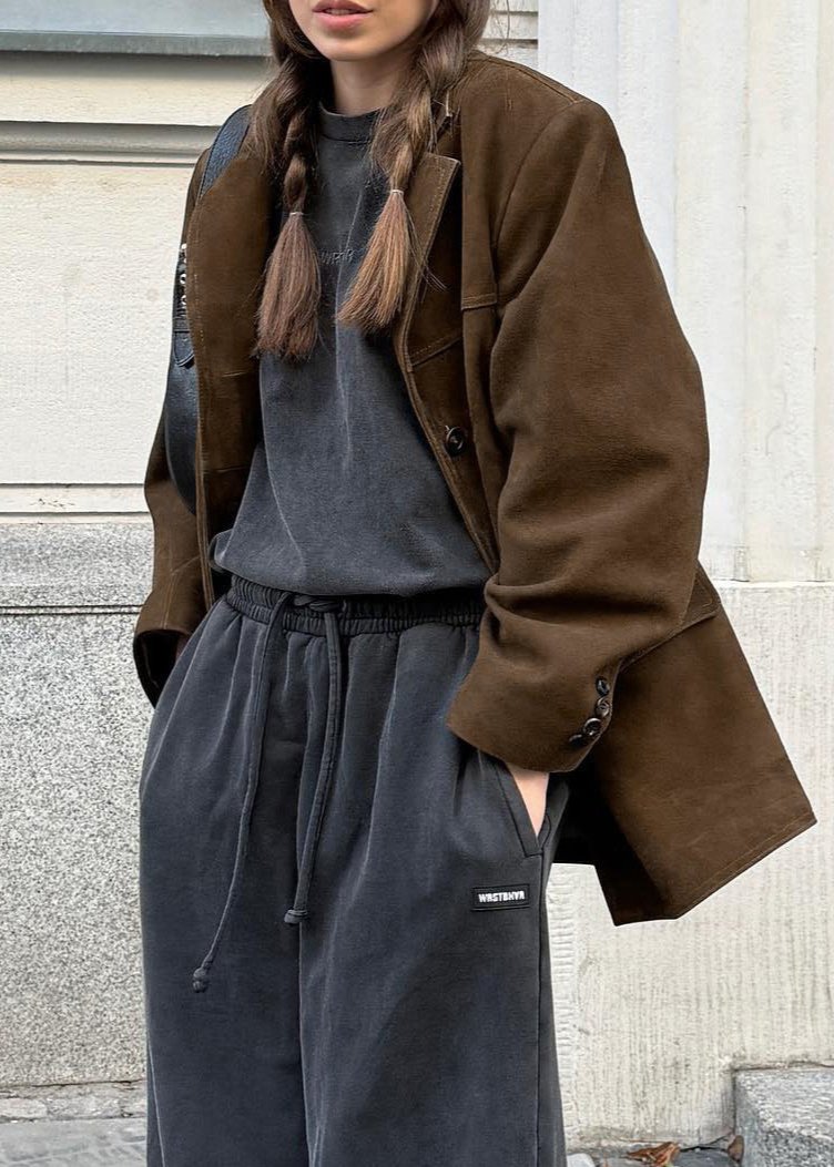 Drune | Samt Wildlederjacke mit Retro-Revers