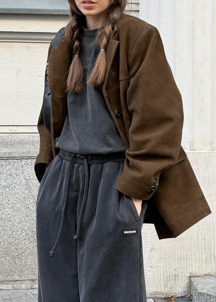 Drune | Samt Wildlederjacke mit Retro-Revers