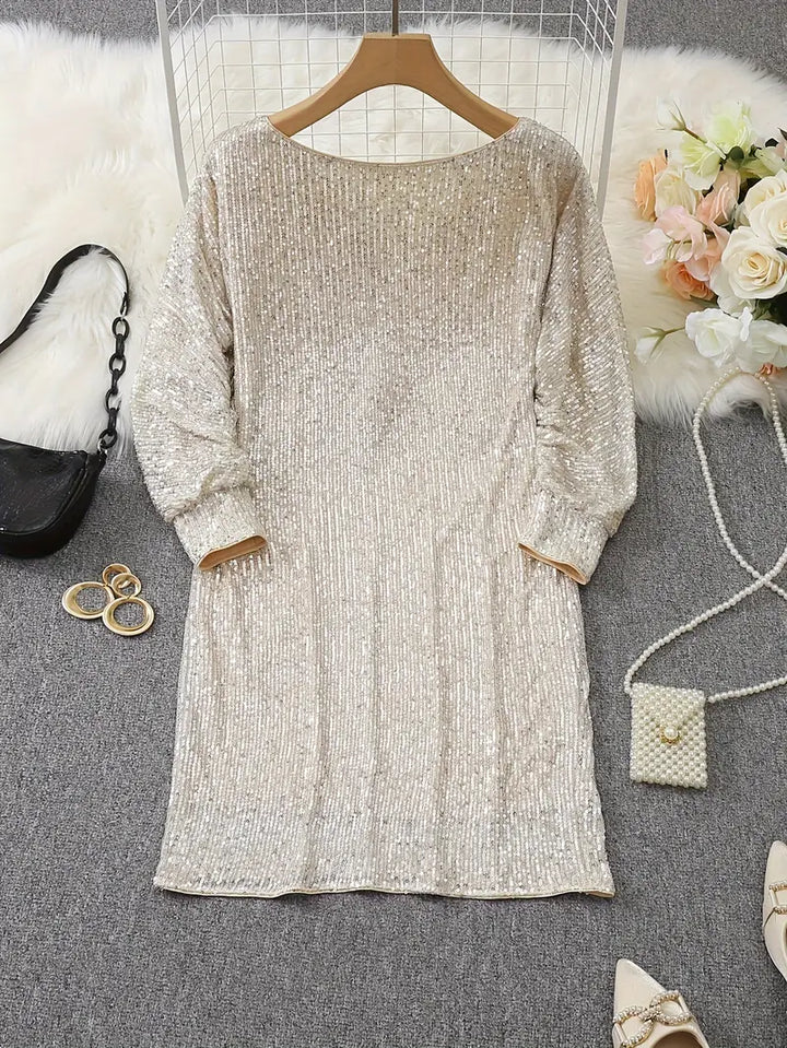 Drune | Party Paillettenkleid mit Kontrast