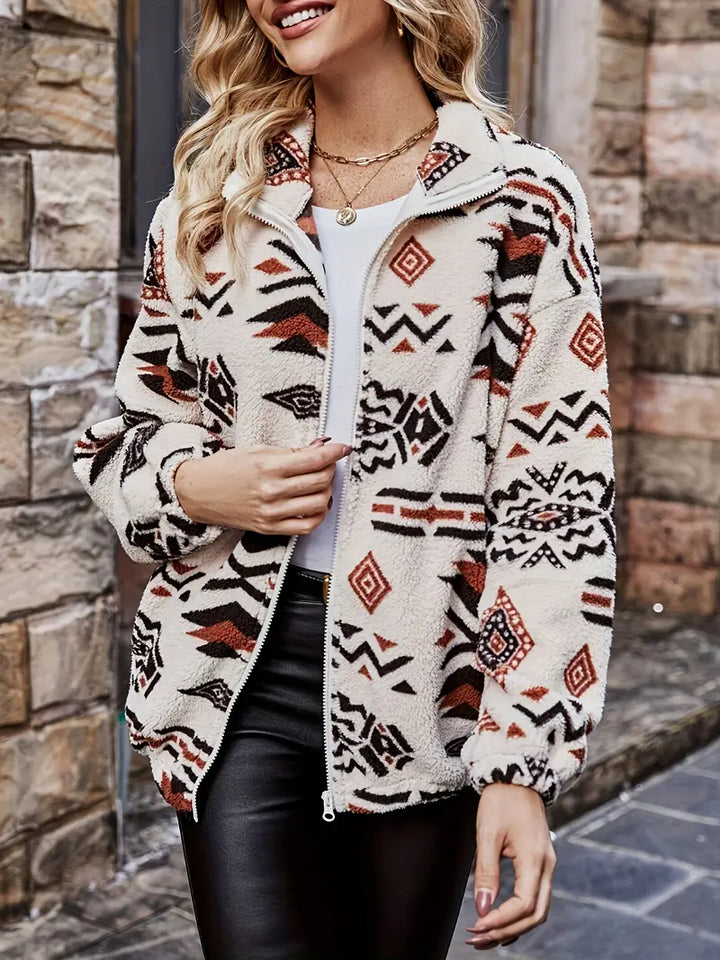 Drune | Elegante Fleecejacke mit Geometrischem Muster
