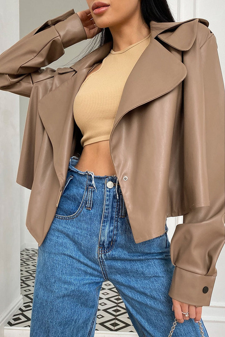 Drune | Kragen Leder Bikerjacke