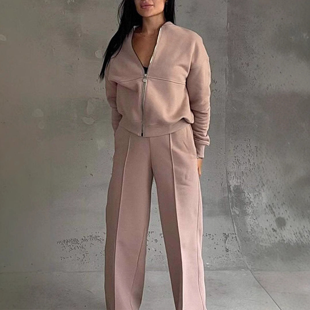 Drune | Zweiteiliges Set mit Reißverschlussjacke und weitem Bein in Sportstyle