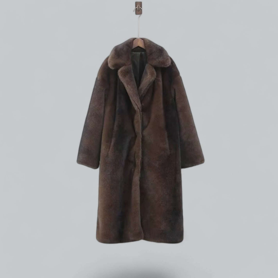 Drune | Eleganter Kunstfell Langer Trenchcoat