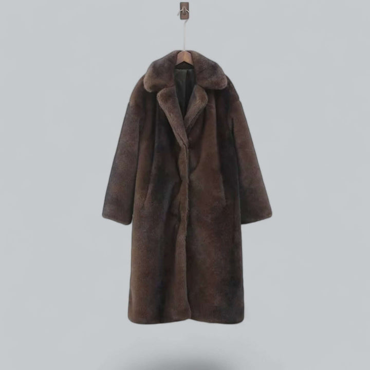 Drune | Eleganter Kunstfell Langer Trenchcoat