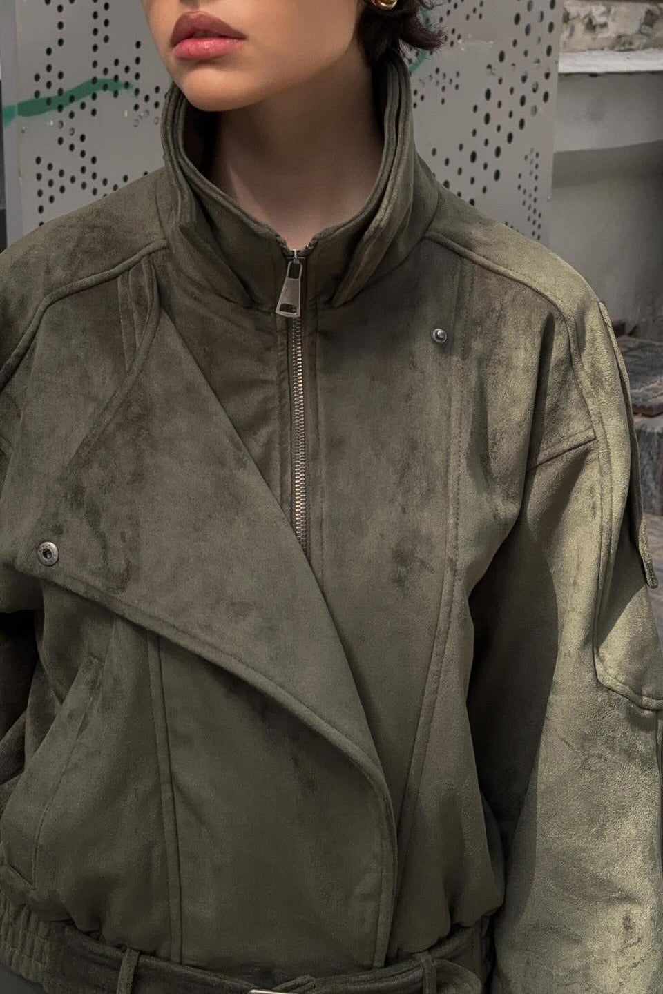 Drune | Kragen Wildleder Übergröße Jacke