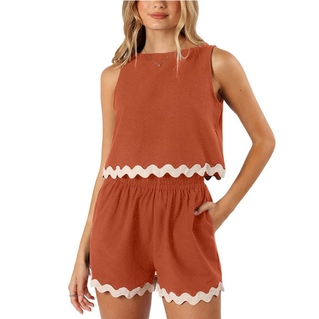 Drune | Zweiteiliges Oberteil und Shorts aus Leinen und Spitze